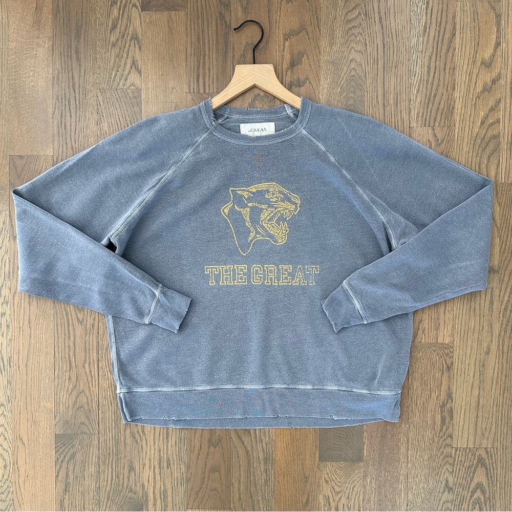 The Great The College Sweatshirt Tiger Print Cornflower Blue, Yellow 1 / Small